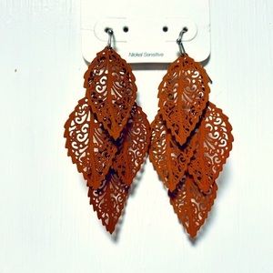 Maurice’s Brown Filigree Leaf Dangle Earrings